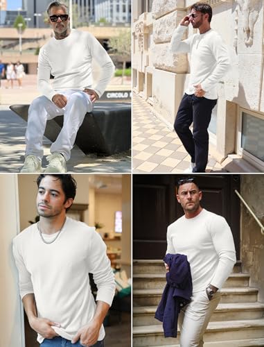 COOFANDY Mens Long Sleeve Shirts Thermal T-Shirt Slim Fit Crewneck Sweater Knitted Pullover Shirt2