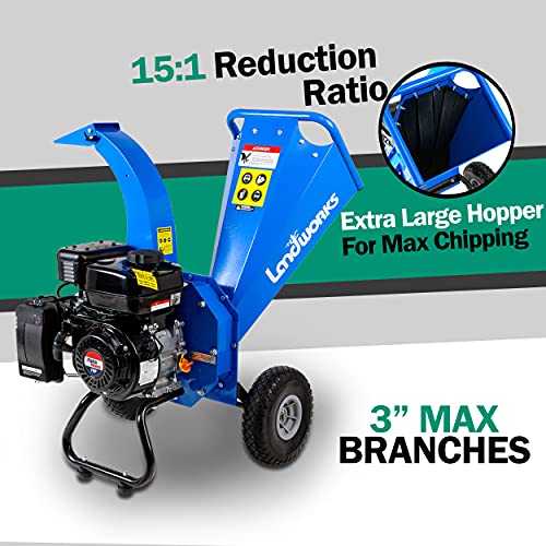 Landworks Mini Wood Chipper Shredder Mulcher Heavy Duty 7HP Compact Design 3" Inch Max Capacity - Image 3