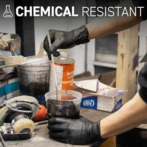72HRS Industrial Grade Nitrile Gloves - Disposable Gloves, 6 Mil Nitrile Gloves, Auto Mechanic Gloves, Rubber Mechanic Gloves, Nitrile Gloves, Black Shop Gloves (100 Pieces, Large) — view 2