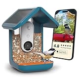 Birdbuddy PRO Solar Smart Bird Feeder with Camera - AI Bird Species Identification, 5MP Photos, 2K HD Video Live Stream Camera, Slow-Motion Video, 2.6in Focus - Blue Solar