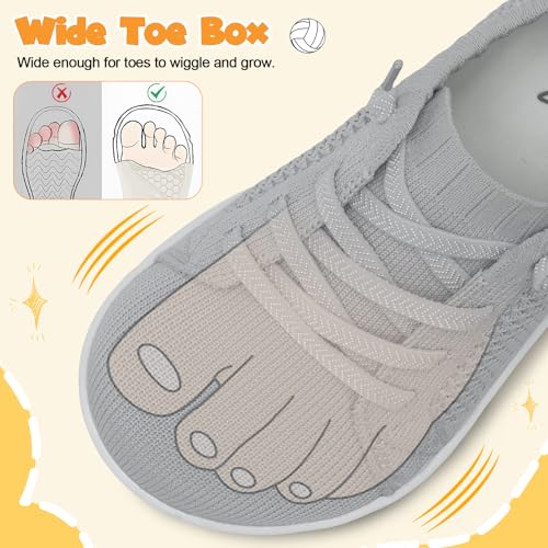 Image of LeIsfIt Toddler Shoes Girls Boys Wide Shoes Kids Zero Drop Minimalist Sneakers Barefoot Slip on Tennis Sneakers