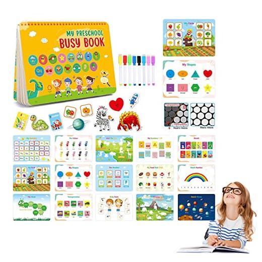 Montessori förskola lärandeaktiviteter - Aktivitet Pedagogiska läroböcker | 15 Teman Lärande Binder Aktivitetsbok för ABC, Number, Colors Learning Pigmana
