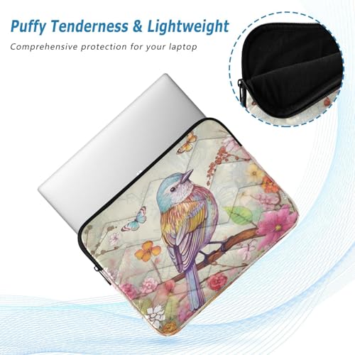 Funda para portátil con diseño de aves y flores para portátiles 13-14 pulgadas miniatura 5
