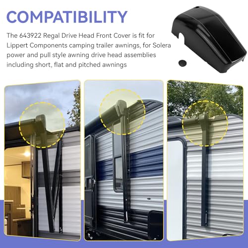 643922 Right RV Awning Head Cover End Cap Fit for Lippert Components and Solera Camper Trailer Awning Motor, Regal Head Covers Idler/Drive Front End Cap Cover by Magluv - Image 3