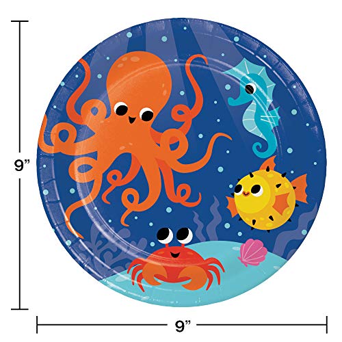 Ocean Celebration Themed Party Pack – Includes Paper Plates & Luncheon Napkins Plus 24 Birthday Candles – Serves 16