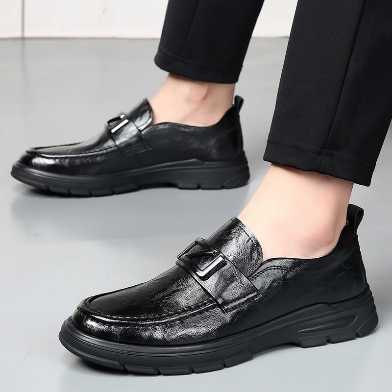 Men's Casual Shoes Mens Genuine Leather Lace Up Oxfords Comfort Wide Round Toe Non-Slip Dress Shoes Casual Business Oxford Derby Leather Shoes3