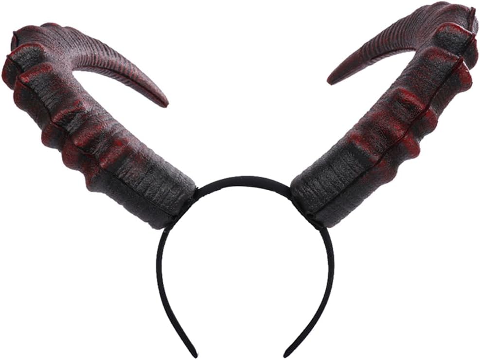 Beaupretty Devil Horns Headband Large Demon Horn Headband Halloween Gothic Headwear Cosplay Costume Hairband Large Horn Headpiece for Women Men