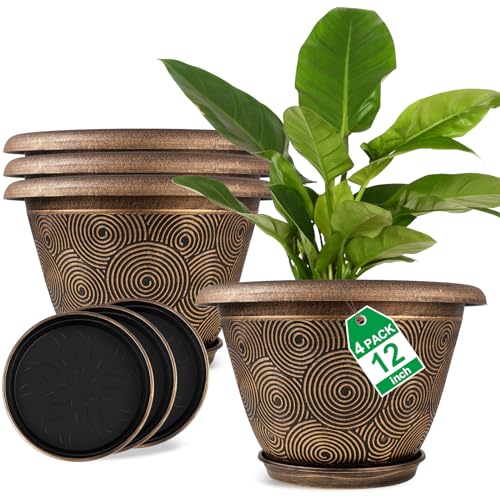 Maceta Grande 12 Pulgadas para Terraza – Pack 2 Interior y Exterior