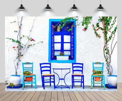 Toile de fond photo Grèce de 2,1x1,5m pour décor de fête et mariage