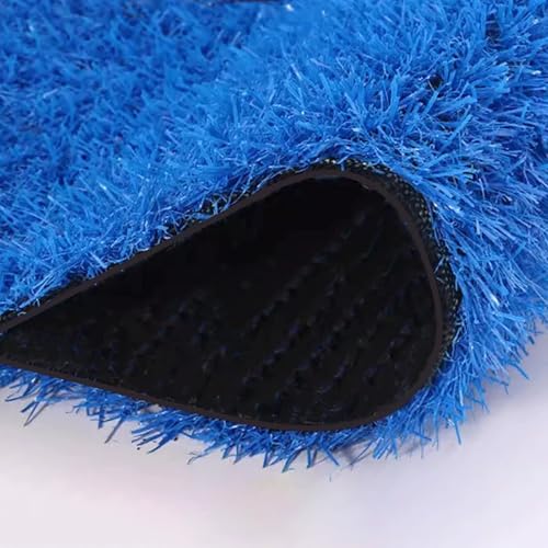 ZKBDBWTR Césped Artificial Azul – Césped Sintético de Primera Calidad de 2 cm de Grosor, Ideal para Interiores y Exteriores, Apto para Mascotas, con Orificios de Drenaje