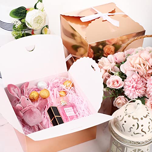 12 Pcs Gift Boxes With Ribbon 8 X 8 X 4 Inch Bridesmaid Proposal Box Present Boxes With Lids Paper Gift Wrap Boxes For Wedding Baby Shower Mother's Day Graduation Birthday Party Favor(Rose Gold) #TOP2