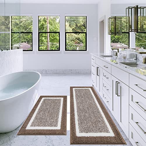 Pauwer Bathroom Rugs Sets 2 Piece, Non Slip Bath Mats for Bathroom, Absorbent Bath Rugs Floor Mat, Machine Washable Shower Rugs for Bathroom Floor, Tub and Shower