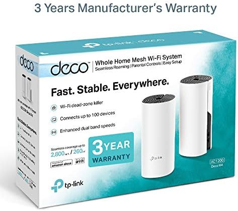 TP-Link Deco M4 Whole Home Mesh Wi-Fi System, Seamless and Speedy Up To 2800 Sq ft coverage, Work with Amazon Echo/Alexa, Router and Wi-Fi Booster Replacement, Parent Control, Pack of 2