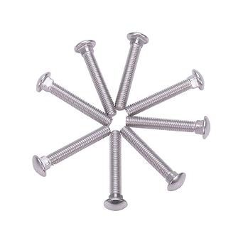 Jutagoss 8Pcs Carriage Bolts, M6 x 40mm Round Head Square Neck Carriage Bolt, Metric 304 Stainless Steel Carriage Bolts Screws, Grade 5.8, Silver