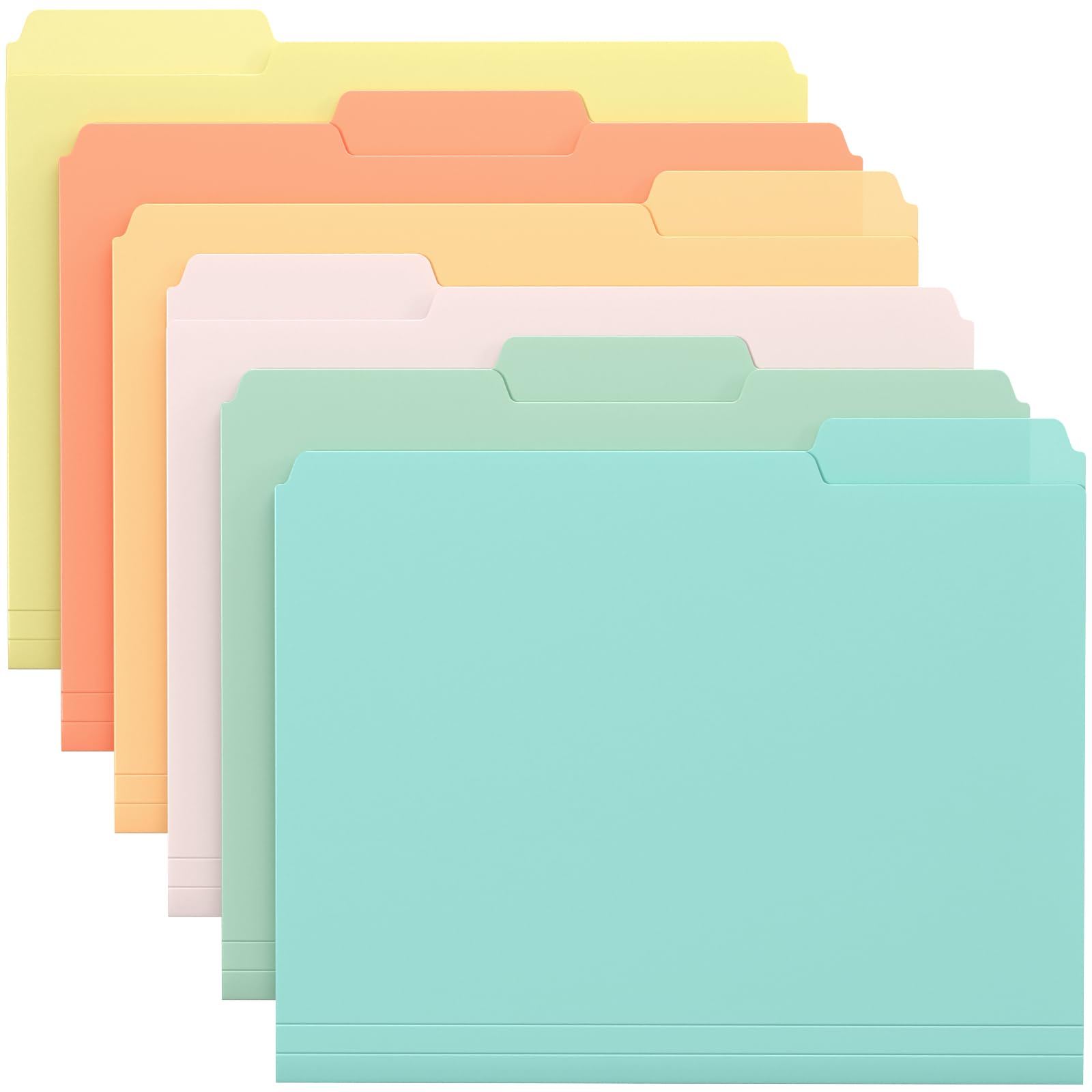 KTRIO 6 Pack Plastic Colored File Folders, Filing Folders for Letter Size, Poly File Folder, Assorted Colors, 1/3-Cut Tabs