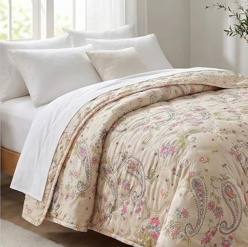 Image of Cotton Quilt for Double Bed Size 180 inchx210 inch | Lightweight Floral Comforter | Reversible All-Season Dohar Blanket (Carry Design)