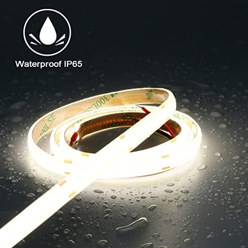 TOPAI COB LED Streifen Hell, Wasserdicht für Außenbereiche, CRI>93 Selbstklebend, 10M 24V 384LEDs/M Flexibel
