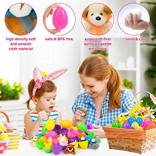 Evoio 16 Pack Easter Eggs Prefilled with Mini Animal Plush Toys, Easter Egg Hunts, Easter Basket Stuffing, Easter Party Favors, Classroom Prize Games Supplies, Party Surprise Gifts for Boys Girls - Thumbnail 3