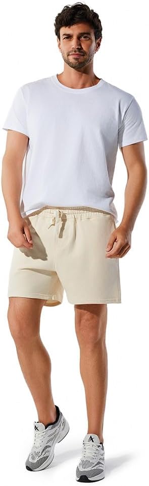 NIMENJOJA Mens 5.5" Athletic Gym Shorts Cotton Workout Jogger Sweat Shorts with Upgrade Premium Zipper Pockets and Drawstring - Image 2