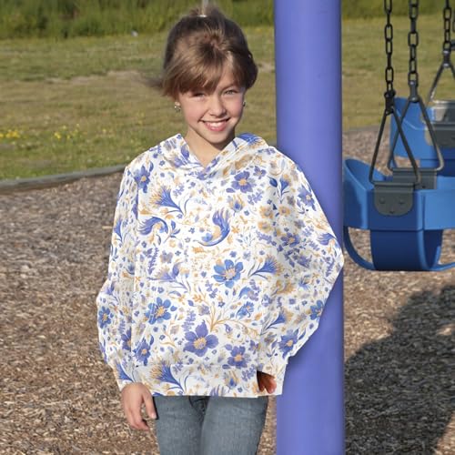 KLL Paisley Watercolor Floral Pattern Tile Flowers Unisex Girls Boys Sweatshirt Crewneck Hoodies with Kangaroo Pocket4