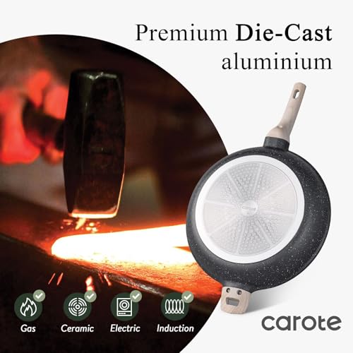Image of CAROTE 12.5 inch Nonstick Frying Pan Skillet,Non Stick Granite Fry Pan Egg Pan Omelet Pans, Stone Cookware Chef's Pan, PFOA Free,Induction Compatible