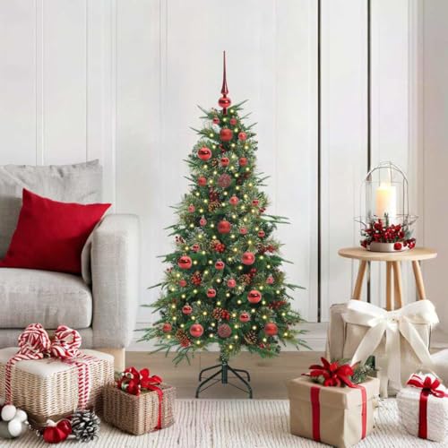 Árbol de Navidad con luces LED blancas cálidas y diseño moderno de pino artificial 2