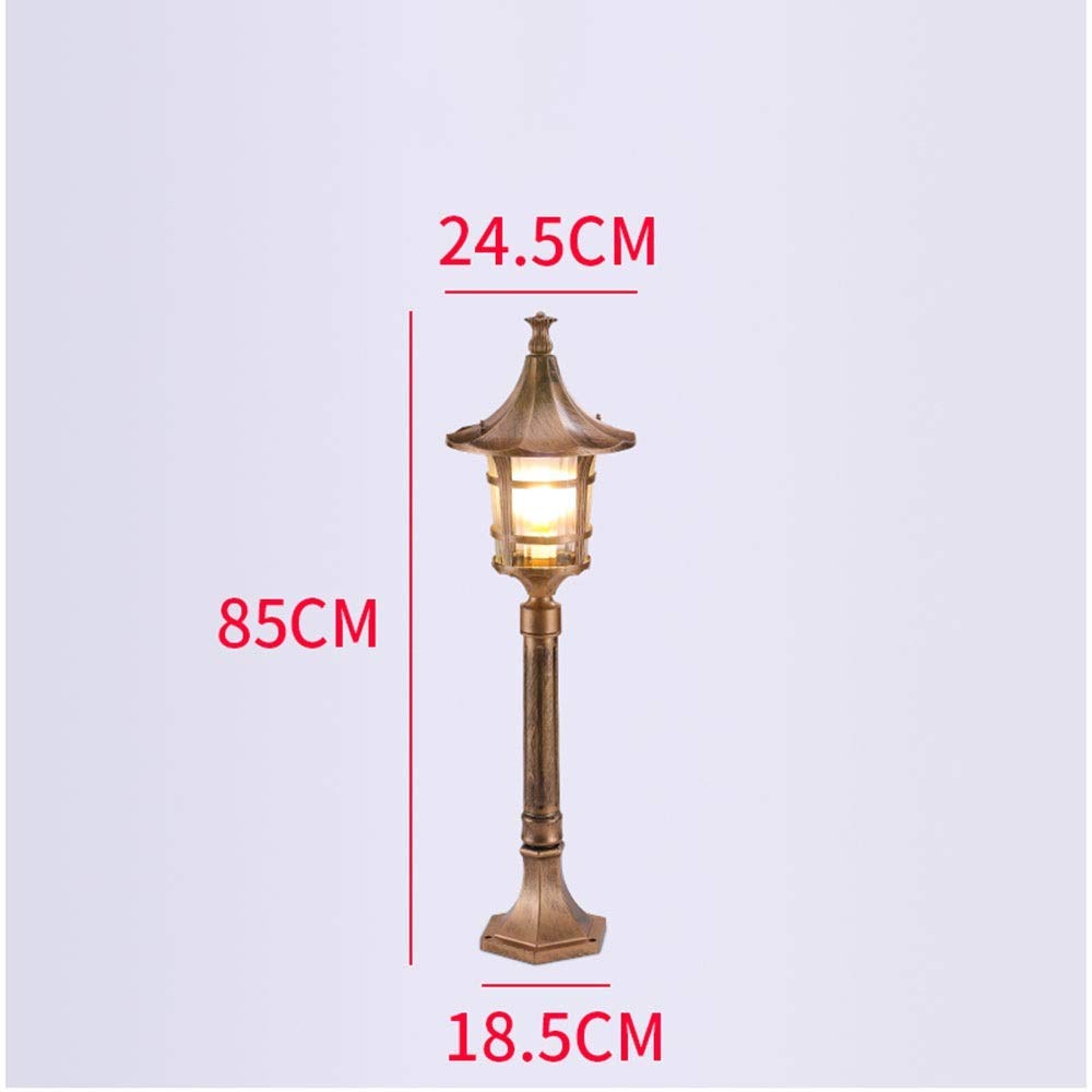 85 cm Lámpara de Poste al Aire Libre clásica Europea Impermeable IP55 Luces de Columna de Aluminio Paisaje Linterna de césped de Vidrio Externo Jardín Villa Parque Bolardo Pilar Luz E27