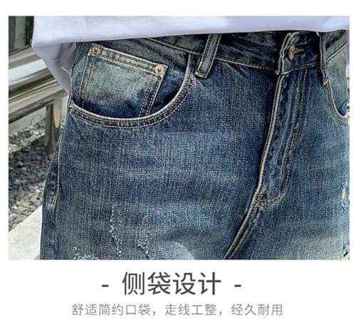 Men's Ripped Patch Embroidered Jeans High Street Tapered Jeans3