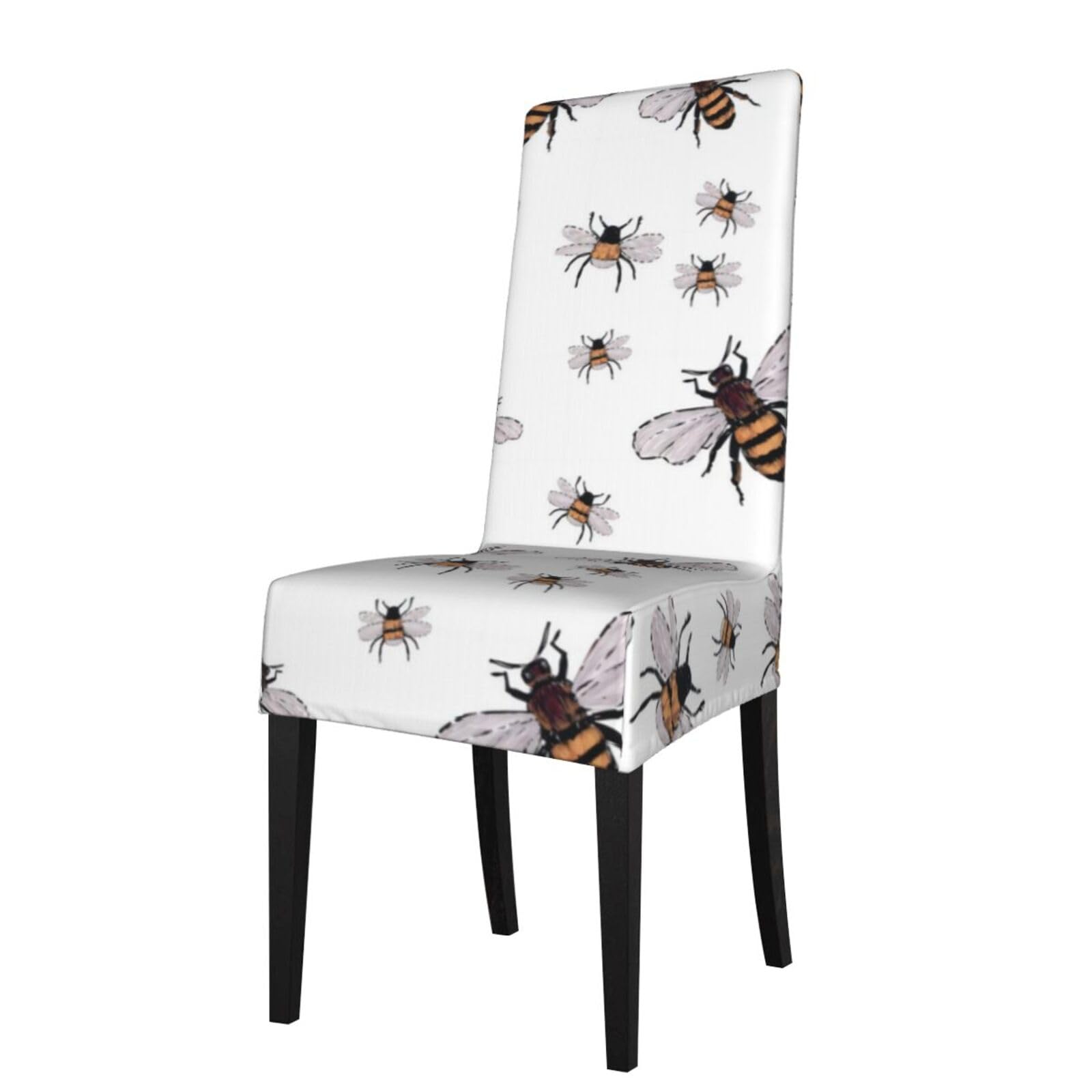 YYHWHJDE Funny Bees Prints Dining Chair Throw Covers – Stretchable Polyester Blend Protects Your Chairs with Easy Style & Easy Care