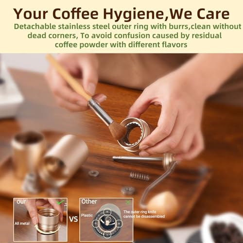 Image of Popsweet C38 Manual Coffee Grinder With Detachable Stainless Steel Tapered Outer Burrs, Grinder 400 pounds Coffee Beans, 36 Manual Adjustable Espresso Grinder, Perfect For Homes, Offices, And Camping