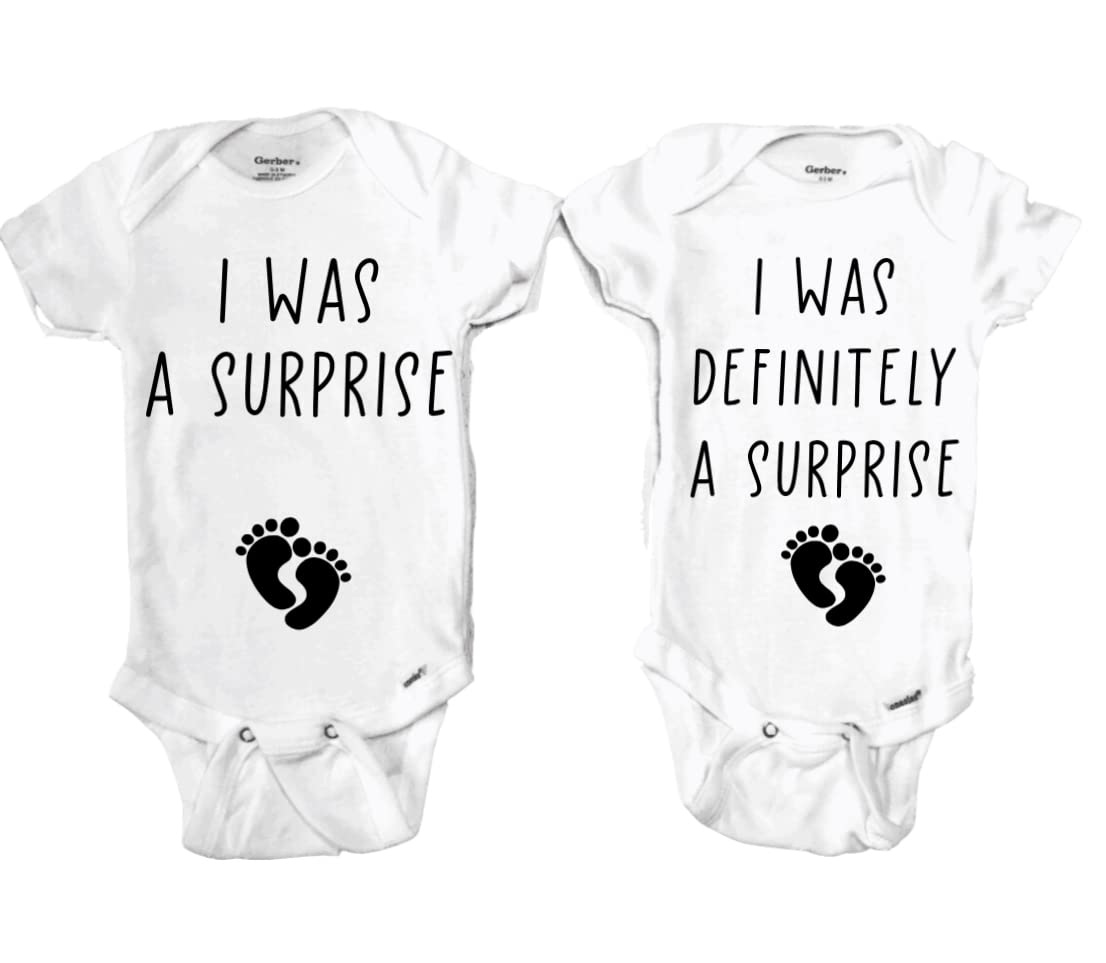 Surprise Pregnancy Twin Baby outfits Twin Pregnancy Announcement baby shirts I was a surprise I was definitely a