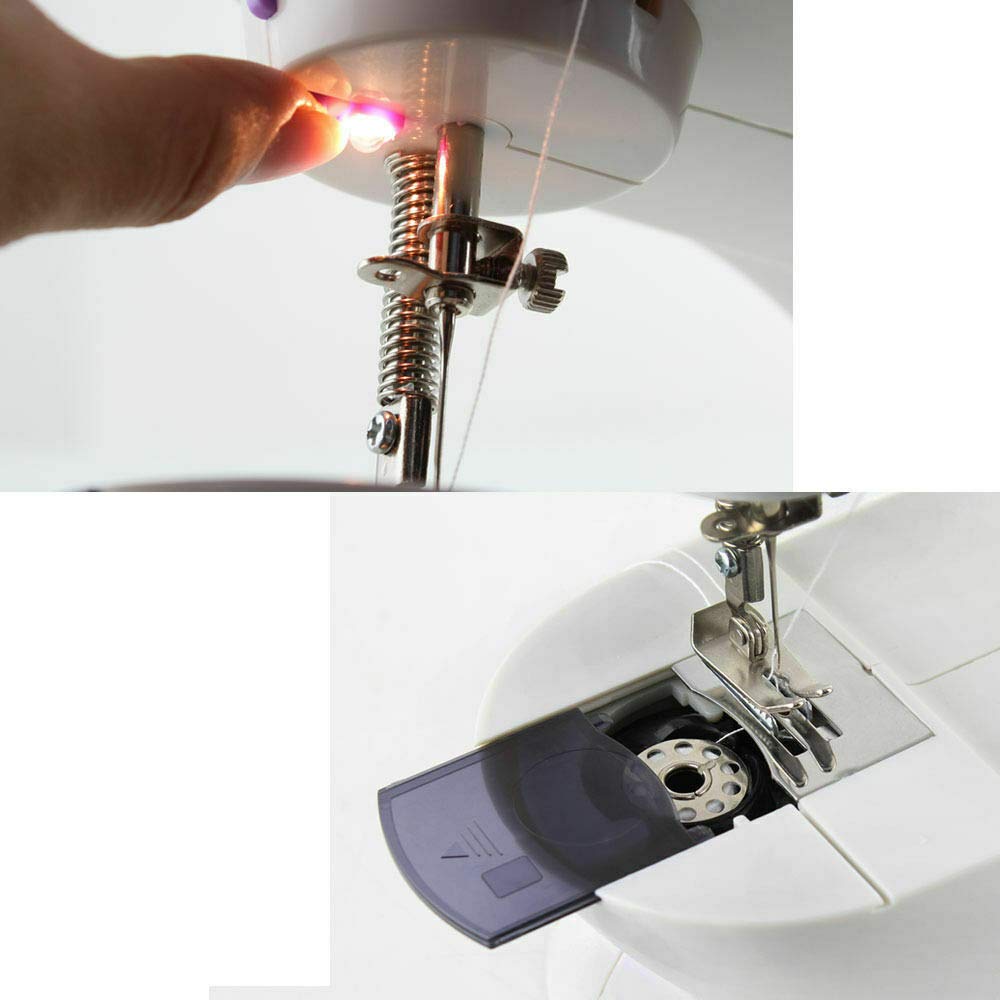 Mini máquina de coser eléctrica multifunción, herramienta de costura portátil, 2 velocidades, doble hilo, pedal de pie con interruptor de mano para principiantes en el hogar, viajes, regalo para mamá