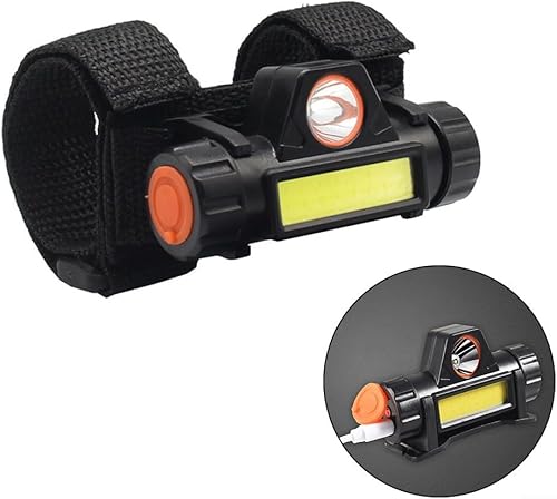 Miniatura 5 de Linterna frontal recargable, faro LED recargable, base magnética y correa ajustable para la cabeza, batería recargable por USB de 800 mAh para