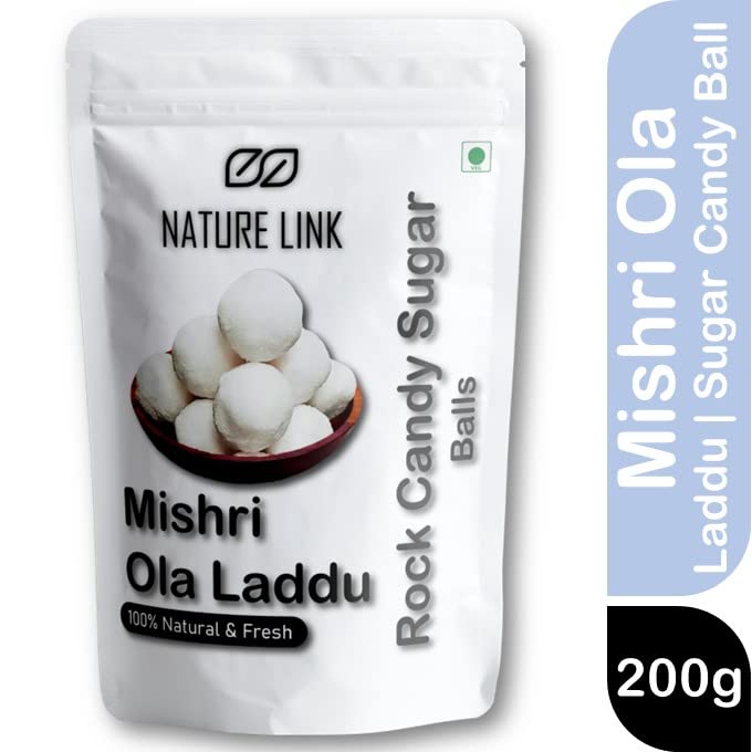 Image of Nature Link Mishri Ola Laddu | Sugar Candy Balls (Organic Pure Natural) 200g