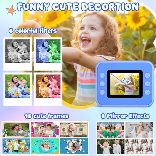 Image of Kids Camera Instant Print, Christmas Birthday Gifts for Girls and Boys | Kids Camera with 32GB Card, Toddler Toy Camera for 3-12 Years Old, Blue