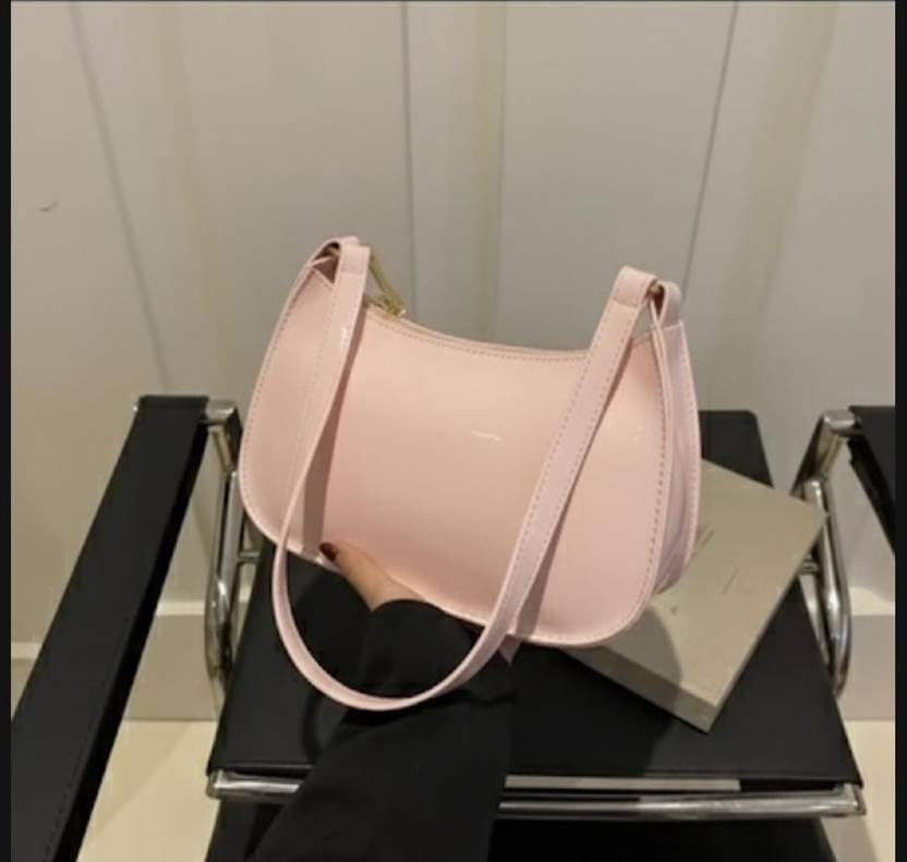 Image of Women's Glossy Shoulder Bag | Mini Hobo Handbag for Girls & Ladies | Stylish Patent Leather Purse for Party & Daily Use