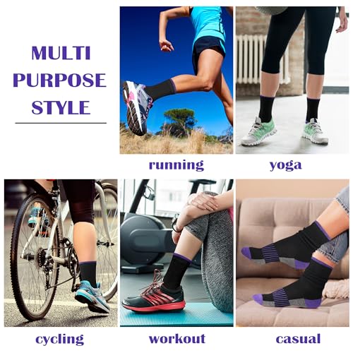 Image of Gonii Women Socks Hiking Running Thick Cushion Athletic Crew Socks 5-Pair