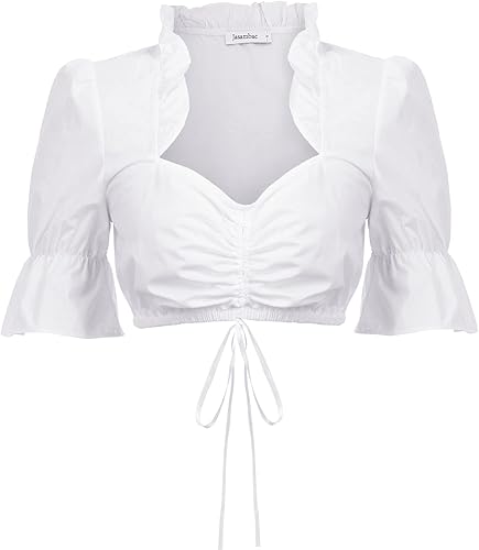 Miniatura 5 de JASAMBAC - Disfraz de Dirndl alemán para mujer, 3 piezas para Oktoberfest Carnaval