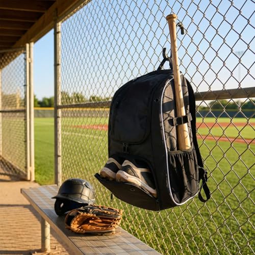 Sac à dos de baseball et de sport collectif avec zone chaussures et bretelles ajustables