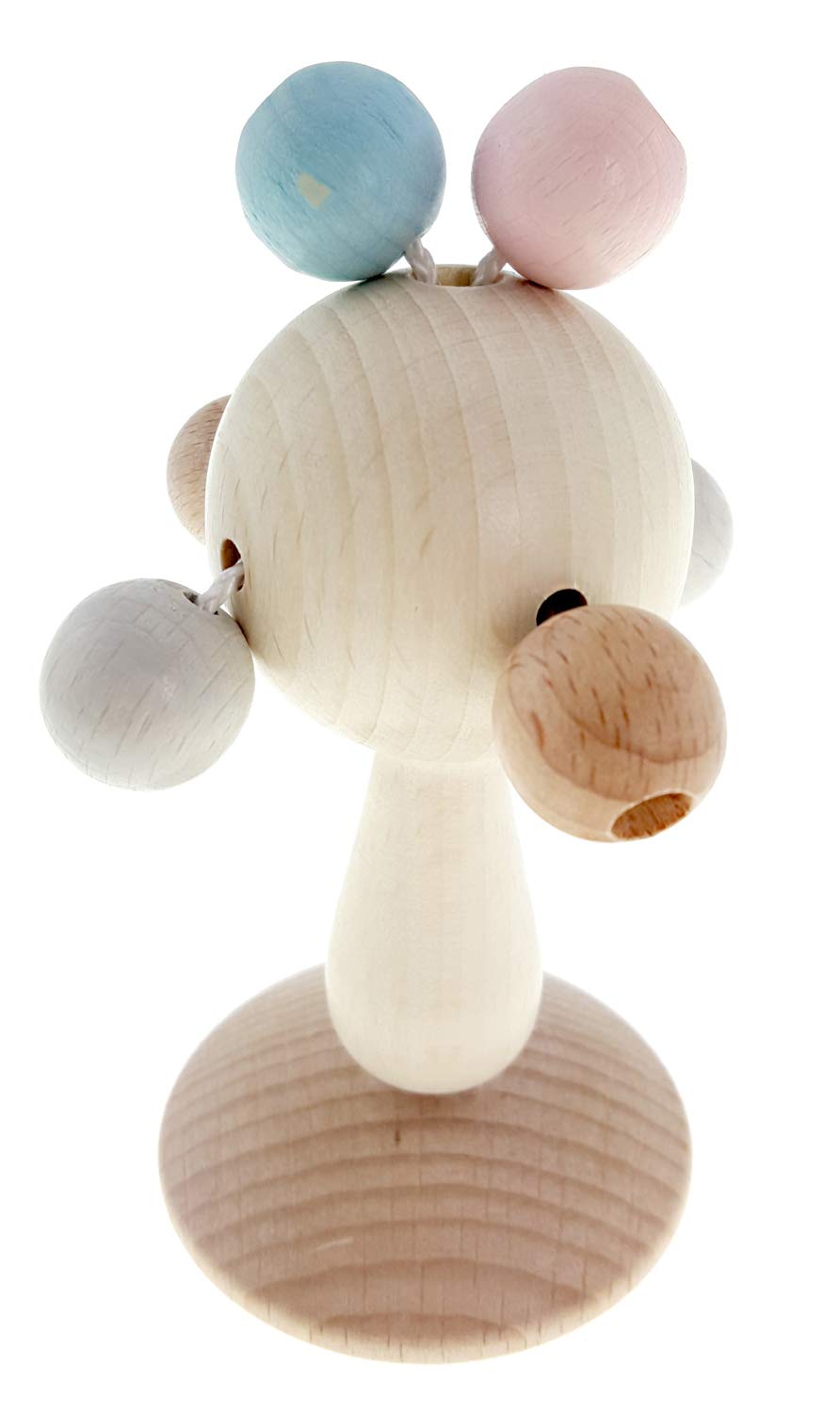 Hess Holzspielzeug 11127 – Sonajero de madera, gris natural, a partir de 3 meses, aprox. 6 x 6 x 12 cm, regalo para nacimiento o bautizo, multicolor, 60 g
