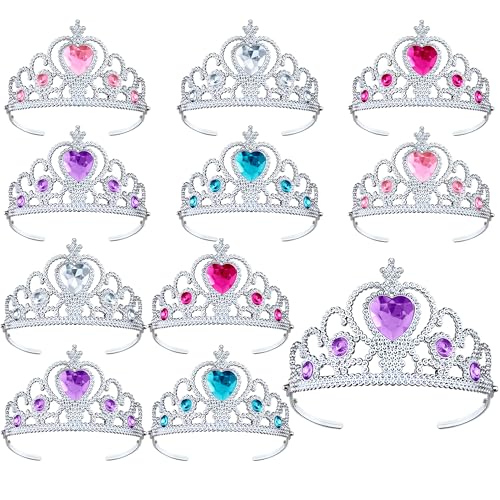 Coronas de princesa para niñas en pack de 10 tiaras de plástico para cumpleaños y disfraces
