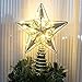 Juegoal Star Tree Topper with 20 LED Lights, Metal Silver Lighted Treetop Ornaments, Battery Powered Light Up Christmas Tree Decorations, 6.5 x 6.5 Inches