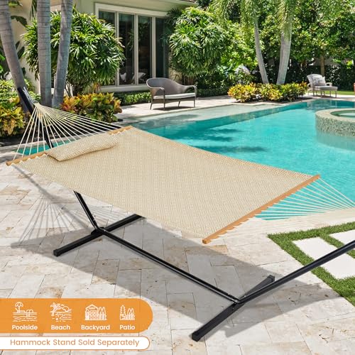 Image of Lazy Daze 12 FT Sunbrella Fabric Hammock, Non-Fading Double Outdoor Hammock