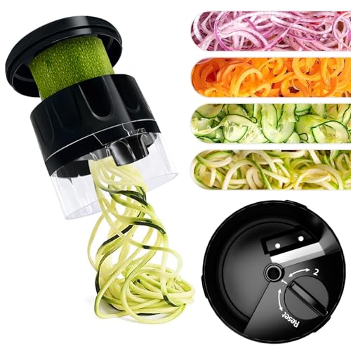 GLADICER Handheld Spiralizer, 3-in-1 Zucchini Spiralizer Noodle Maker, Spiralizers for