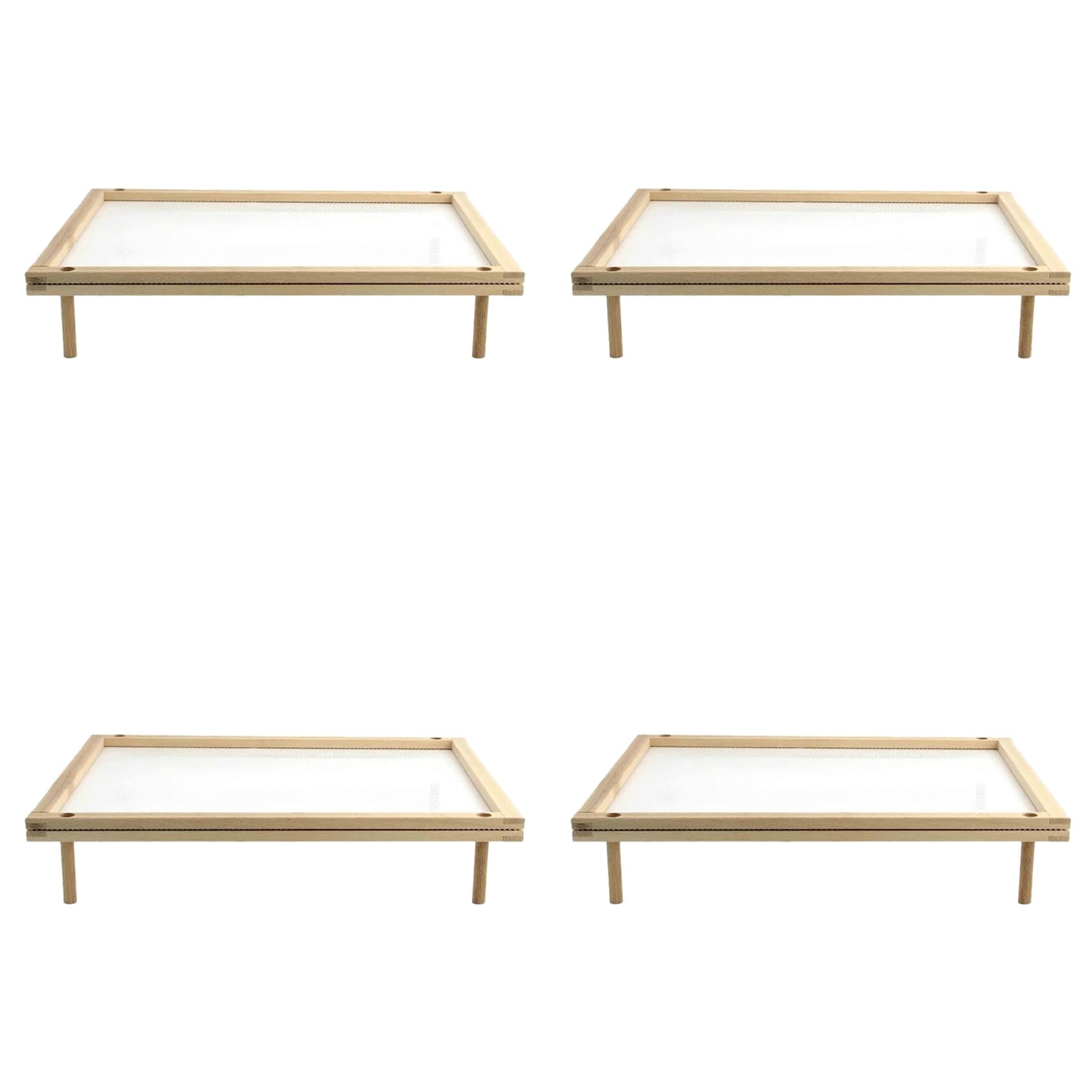 Hndhbfgrt 4X Pasta Drying Rack, Noodle Dryer Natural Wood Noodle Drying Rack with 4 Single Base Stick