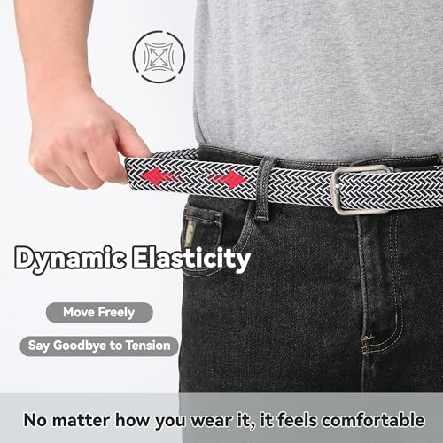 Image of Mile High Life | Braided Stretch Elastic Belts | Pin Oval Solid Black Belt Buckle | PU Loop End Tip Men /Women /Junior Belt