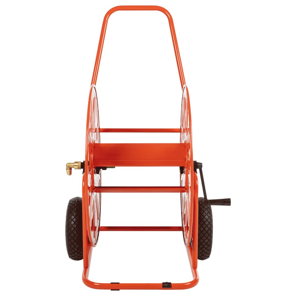 Schlauchwagen 140 m 3/4 Zoll Stahl | Pulverbeschichtete Stahlkonstruktion, drehbare Außentülle, Handkurbel, mit Rädern