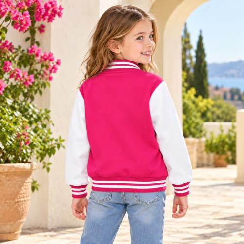 Image of Kids Baseball Jackets Boys Girls Fit Varsity Jacket Casual Lightweight Plain Button Cardigan School Coat