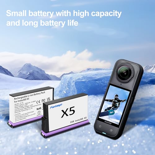 Batería 2 Pack 2800mAh para tus viajes de aventura con cámara 360X5 y funda de tarjetas SD 3