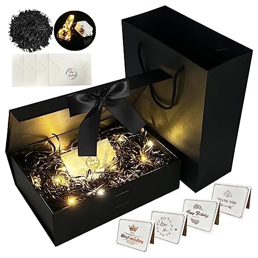 YeahBoom Geschenkbox Mit Schleife,Kiste+Tasche+Farbband+Licht,Magnetische ,Geschenkschachtel mit Deckel,Geschenkverpackung Box mit Band,Geschenkkarton Für Geschenke,Valentinstag